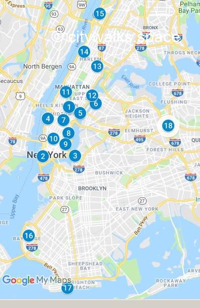 NYC walks on a map